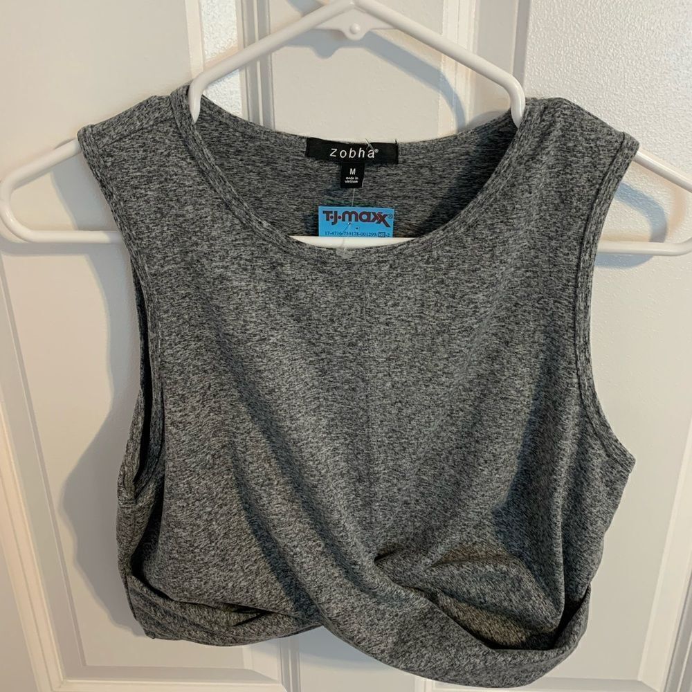Zobha medium gray workout crop top shirt tank sleeveless
